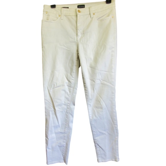 Talbots Denim - Talbots Slim Ankle Jeans Womens 8 White Stretch Cotton Blend Denim Pants